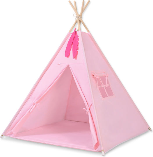 Tipi Tent Kids + Mat + Pillows + Feather Hangings Pink