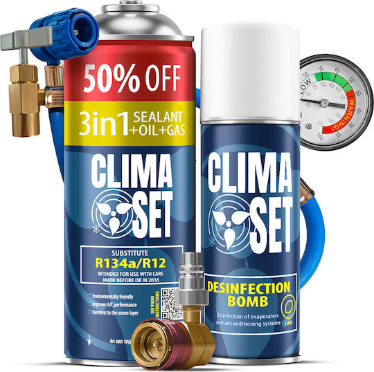 Climaset XL Комплект За Попълване На Климатик R134a Освежител