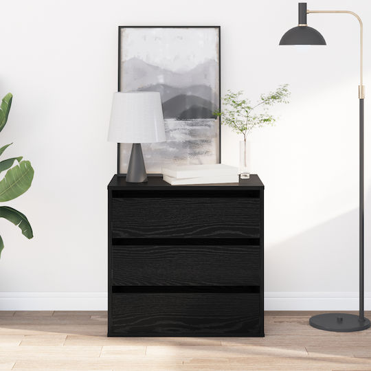 Συρταριέρα Κρεβατοκάμαρας mit 3 Schubladen Black Oak 60x41x58cm