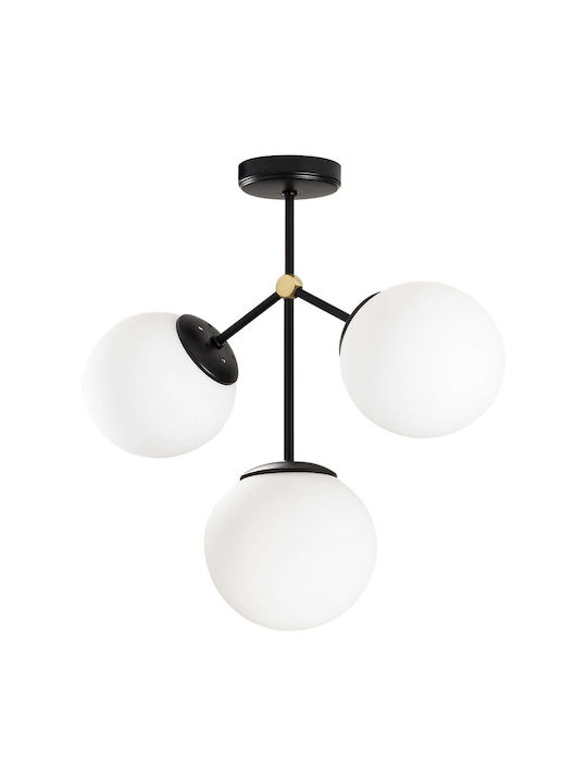 Opviq Damar Πλαφονιέρα Οροφής 43εκ. Μαύρη με Ντουί E27