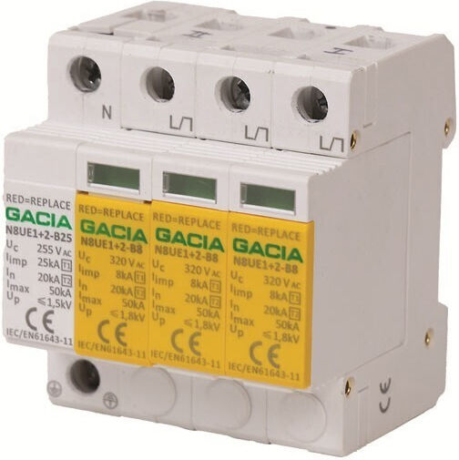 Eurolamp Panel Lightning Protection Type T1 T2 Quadripolar Maximum Discharge Current 8kA