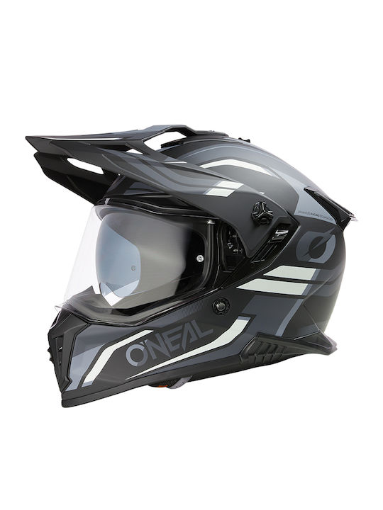 O'Neal A-SRS V.24 Black/Grey/White Motorcycle Helmet Full Face ECE 22.06 with Sunvisor