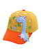 Queen Mother Kids' Hat Jockey Fabric Dinosaur Yellow