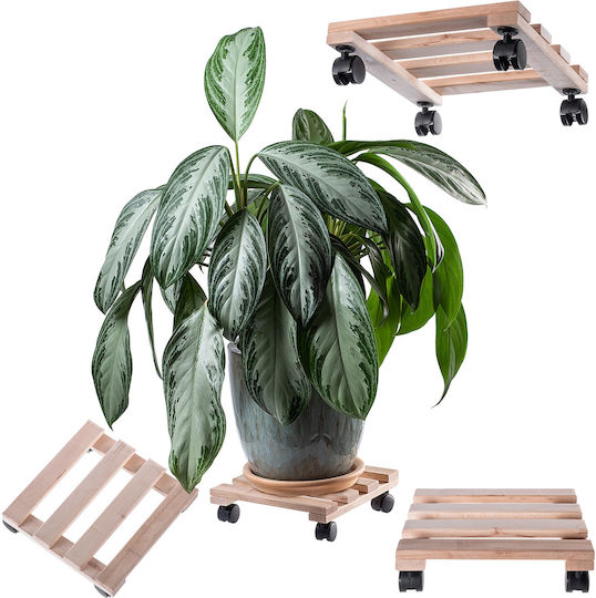 Kadax Blumentopfständer Holz Beige mit Rädern