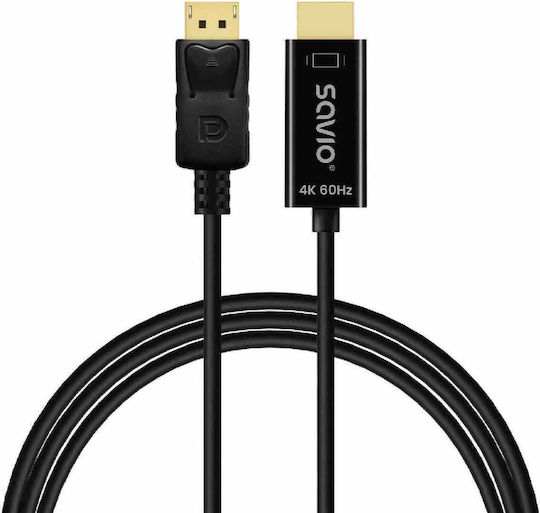 Savio Cable DisplayPort male - HDMI male 1.5m Black