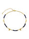 Loisir Boho Vergoldetes Fußarmband aus Stahl Blau 23cm