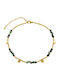 Loisir Boho Gold Plated Anklet from Steel Green 23cm