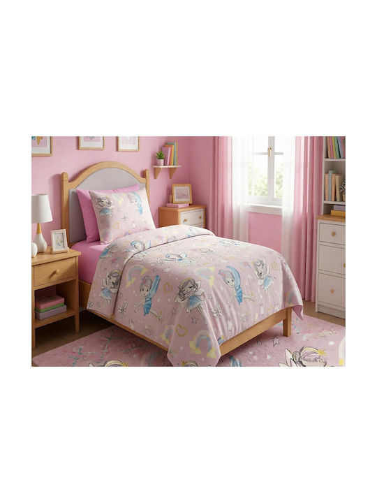 MayHome Set Kids Duvet Cover Semi-double with Pillowcase Cotton Pink 180x240cm