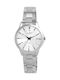 Just Watch Γυναικείο Ρολόι 34mm Μπαταρίας με Ασημί Μεταλλικό Μπρασελέ