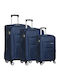 Kourk Large Fabric Blue Travel Suitcase with 4 Wheels Height 75cm