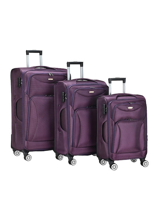 Kourk Medium Fabric Purple Suitcase With 4 Wheels Height 68cm