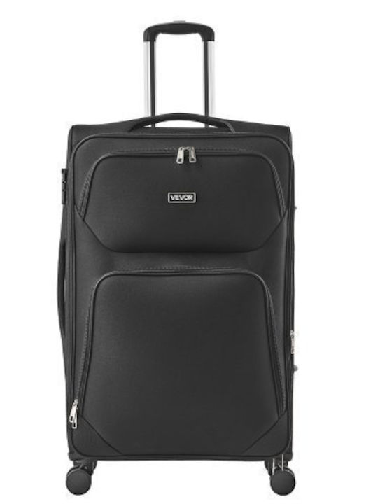 Vevor Large Fabric Travel Suitcase Black with 4 Wheels Height 71cm