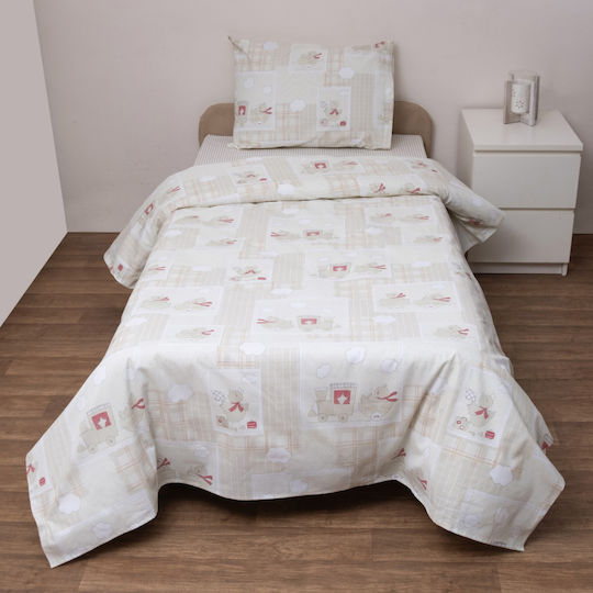 Viopros Baby Sheets Set Crib Cotton Beige 120x160cm 3pcs
