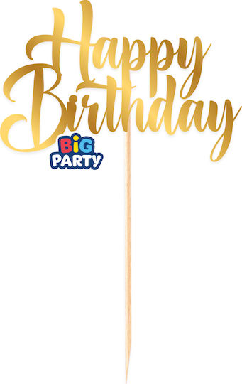 Мини Декорация За Торта Рожден Ден Златна Happy Birthday