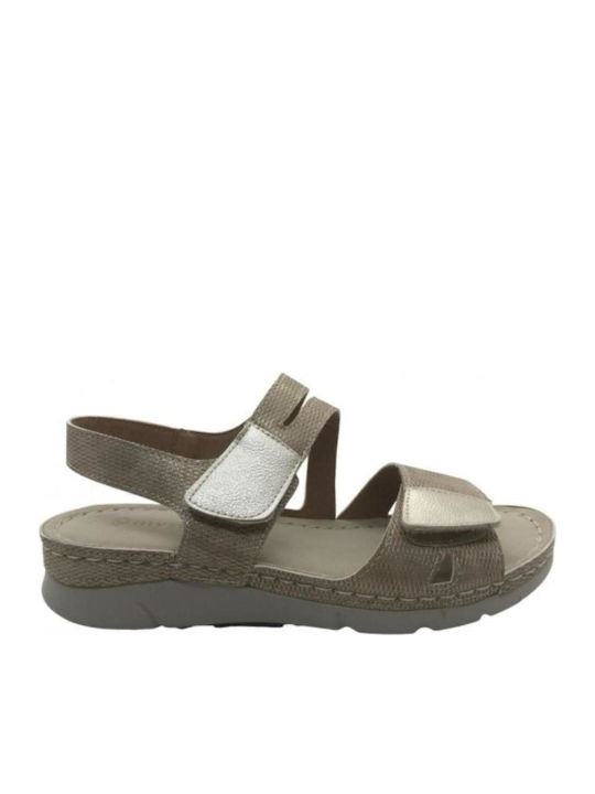 Flache Sandalen für Damen Anatomisch in Gold Farbe