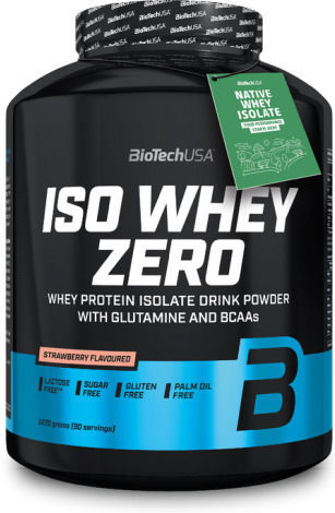 Biotech USA Iso Whey Zero Намалено съдържание на лактоза Протеин Суроватъчен Без Глутен с Вкус Ягода 1.816kg