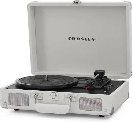 Crosley Cruiser Plus Suitcase Turntables with Preamp and Built-in Speakers White Sand