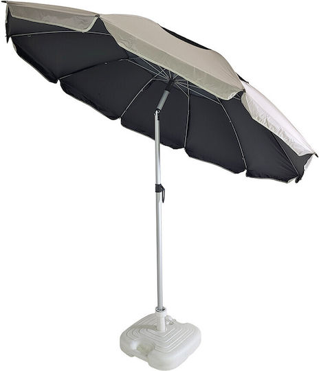 Summer Club Folding Beach Umbrella Diameter 2m Black/Beige
