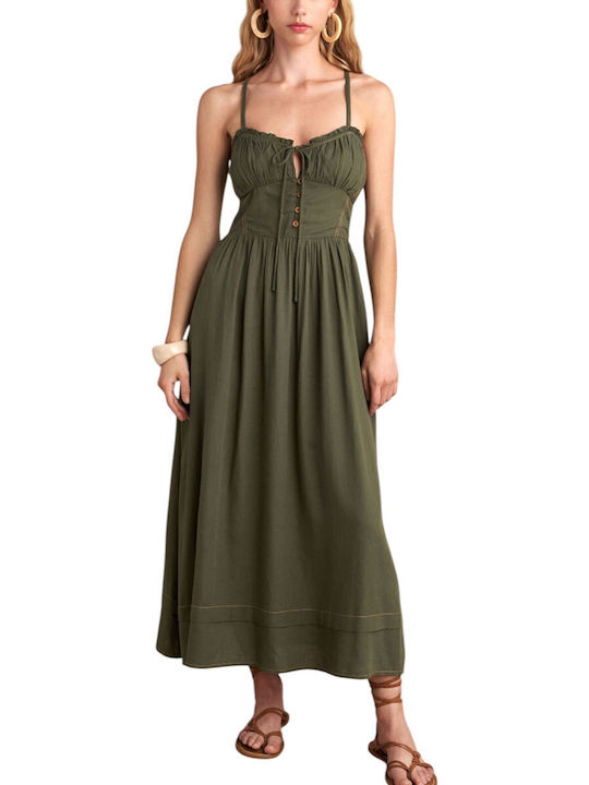attrattivo Summer Midi Shirt Dress Khaki