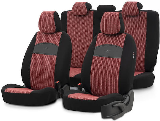 Otom Car Cover Set 11pcs Leatherette Black / Red