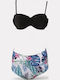 Set Bikini με Αφαιρούμενη Ενίσχυση Ψηλόμεσο Floral Λευκό