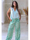 Femei Din material textil Pantaloni cu elastic Evazați Turquoise