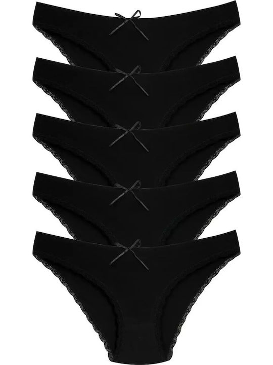 Femei Slip MultiPack cu Dantelă Black