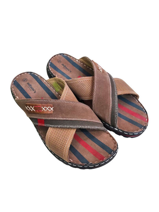 Adam's Shoes Leder Herrensandalen in Braun Farbe