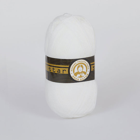 Knitting Yarn Acrylic Star Madame Tricote Paris White 100g 300m