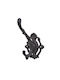 Antique Wall Hanger Metal 2 Hooks Black 8cm