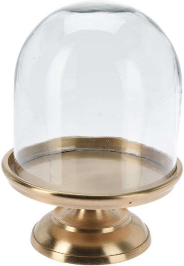 Glas Glocke mit Goldener Basis aus Aluminium Höhe 24xø17cm - Διάφορα Επιτραπέζια Διακοσμητικά