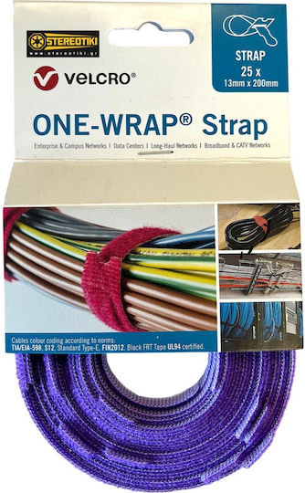 Velcro Δεματικό Καλωδίων Πλαστικό 200mmx13mm σε Μωβ χρώμα (1τμχ) (VEL-OW64307)