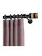 Metallic Curtain Pole Quatro-S Double with Rail Diameter 25mm Length 120cm Black Matte / Gold Matte