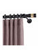 Metallic Curtain Pole Κs19 Double with Rail Φ25mm 160cm Matte Black/Gold