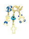Atofio Kosmima Child Safety Pin made of Gold 9K with Cross for Boy