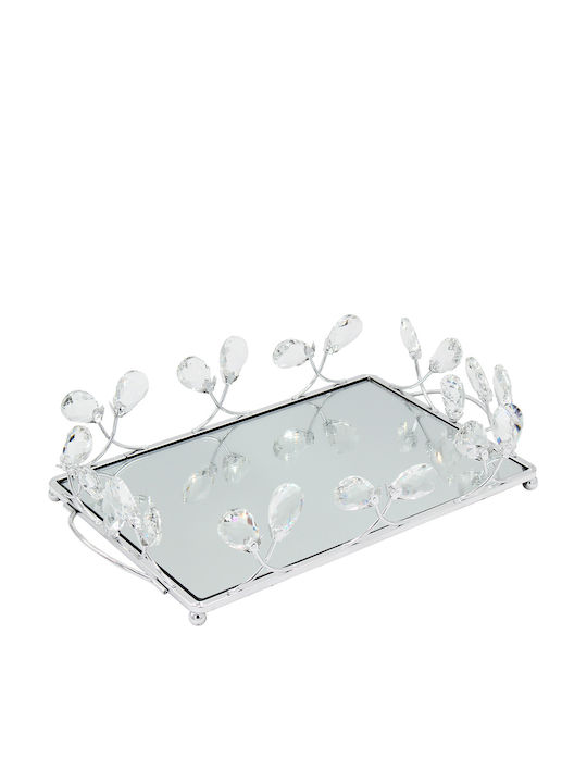 Keskor Metallic Rectangular Decorative Tray with Mirror 35x22x7cm