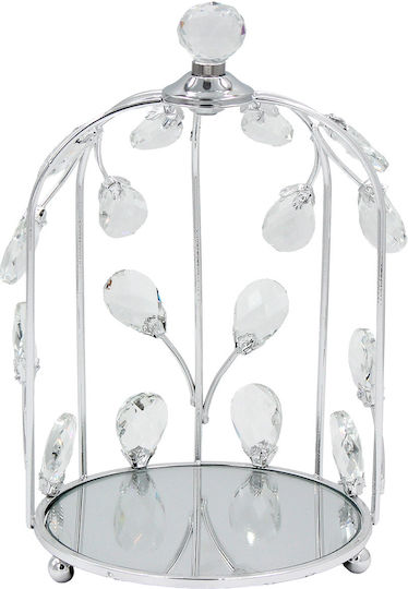Keskor Metallic Round Decorative Tray with Mirror 15x15x25cm