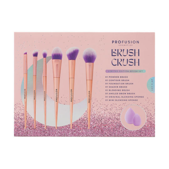 Profusion Cosmetics Profesional Set cu Pensule de Machiaj pentru Fard de pleoape din Păr Sintetic 8buc