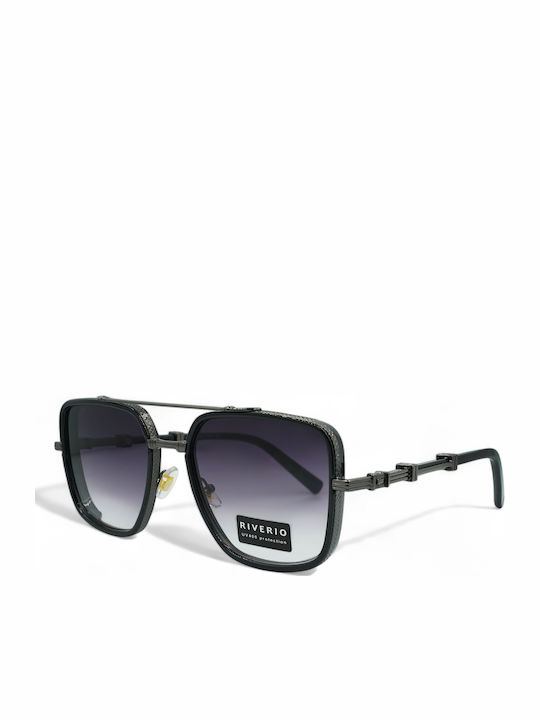 Riverio Unisex Sunglasses with Black Metal Frame and Black Gradient Lens RVD30012