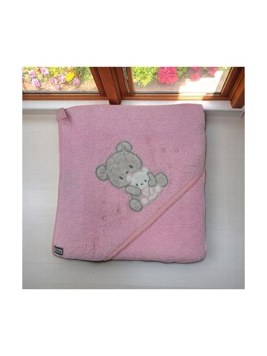 Blue Kids Baby Bathrobe Hooded Pink 80x80cm