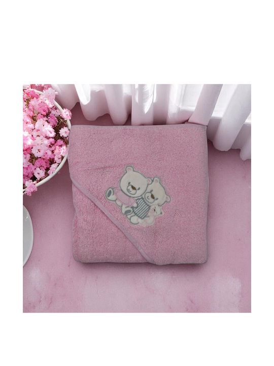 Blue Kids Baby Hooded Towel Pink 80x80cm