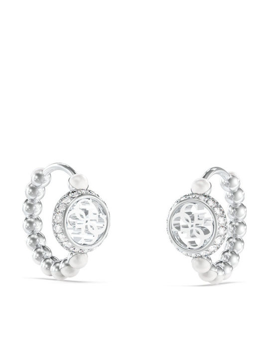 Guess Earrings Hoops made of Steel with Pearls