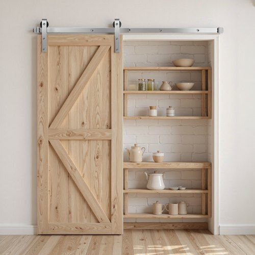 Vevor Kit Feronerie Ușă Glisantă Tip Grajd 5ft Ușă Glisantă Simplă Tip Grajd Argintie