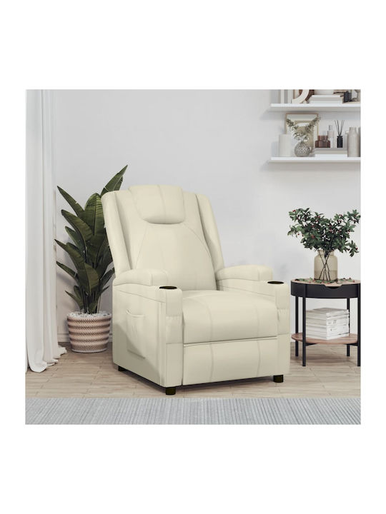 Fotoliu Relax cu Puf din Piele Ecologică Cremă albă 75x88x100cm