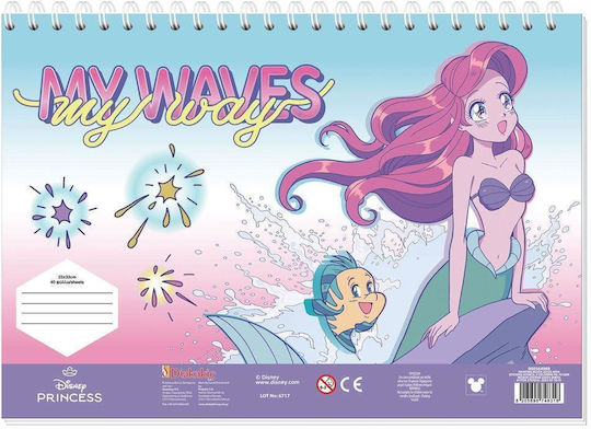 Drawing Pads Princess Ariel Beauty 23x33 40 Sheets Stickers Stencils 2 Coloring Pages 2 Designs