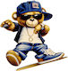 Figurină Din Lemn Teddy Bear Skateboard 8cm