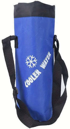 Blue Portable Drawstring Water Bottle Pouch Insulated Cooler Bag Length Width 18x12cm