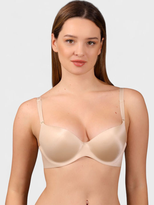 Μπεζ Strapless Σουτιέν Push Up
