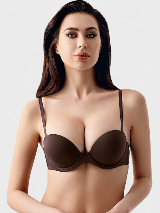 Push Up Strapless Bra Brown