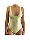 Athletic One-Piece Swimsuit Yellow